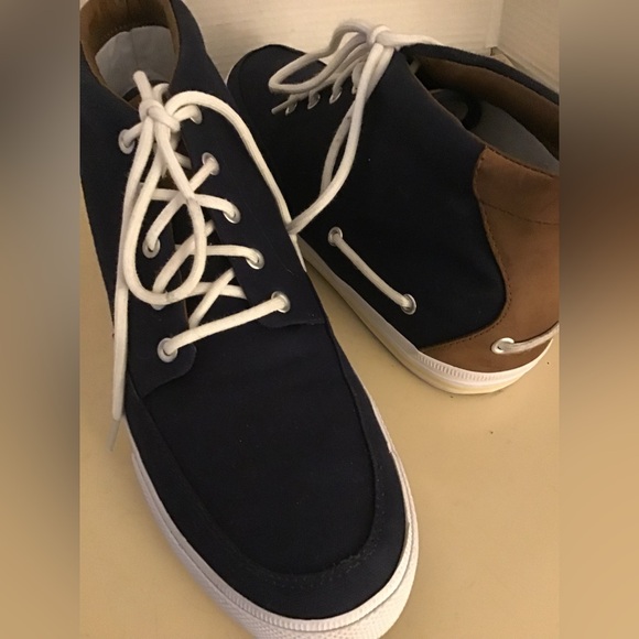 Polo By Ralph Lauren men blue canvas leather High top sneaker size 12 medium - Picture 9 of 11